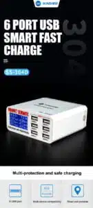 Chargeur intelligent 6 USB avec écran LCD