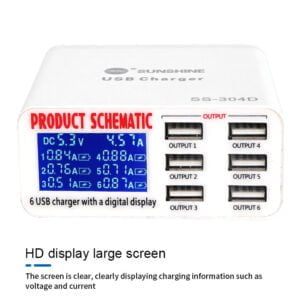 Chargeur intelligent 6 USB avec écran LCD
