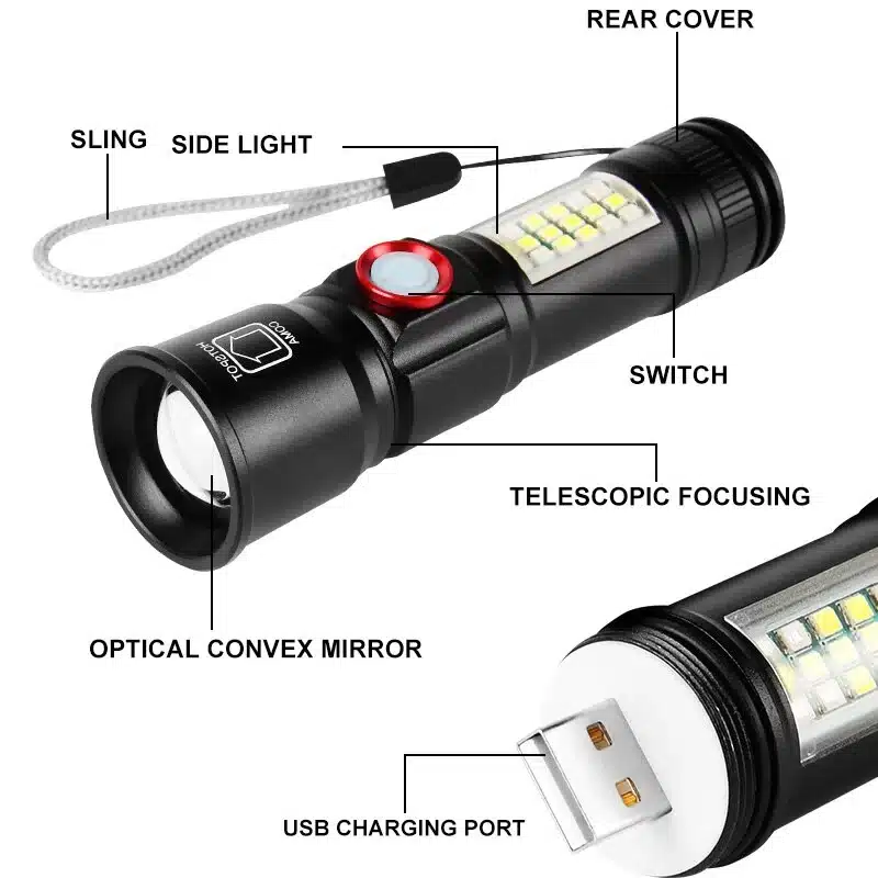 Lampe de poche LED étanche, lampe de poche rechargeable 10000 lumens, 7 modes d'éclairage, adaptée au camping, à la randonnée et aux urgences | Leroy Merlin Lampe de poche LED étanche, lampe de poche rechargeable 10000 lumens, 7 modes d'éclairage, adaptée au camping, à la randonnée et aux urgences | Leroy Merlin