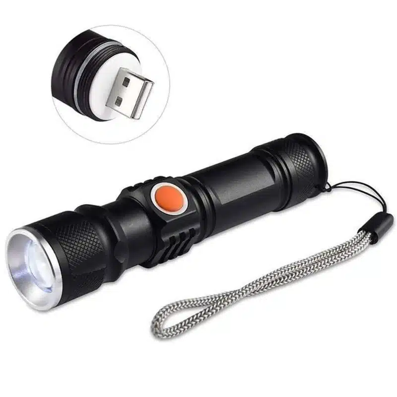 Mini lampe de poche LED portable 400 lumens - 11 modes lumineux,  rechargeable USB, avec alarme lumineuse 