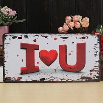 Plaque d'immatriculation Décorative Vintage - 15x30 cm - I Love U