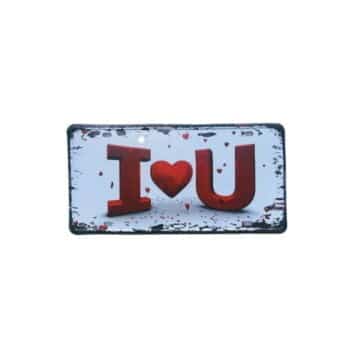 Plaque d'immatriculation Décorative Vintage - 15x30 cm - I Love U