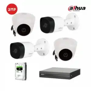 Kit 4 Caméras de surveillance 2MP Dahua 2 kit 4 cameras de surveillance 2mp colorvu dahua lominos